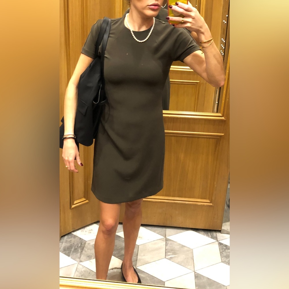 Theory Green Slate Dolman Shift Admiral Crepe Dress